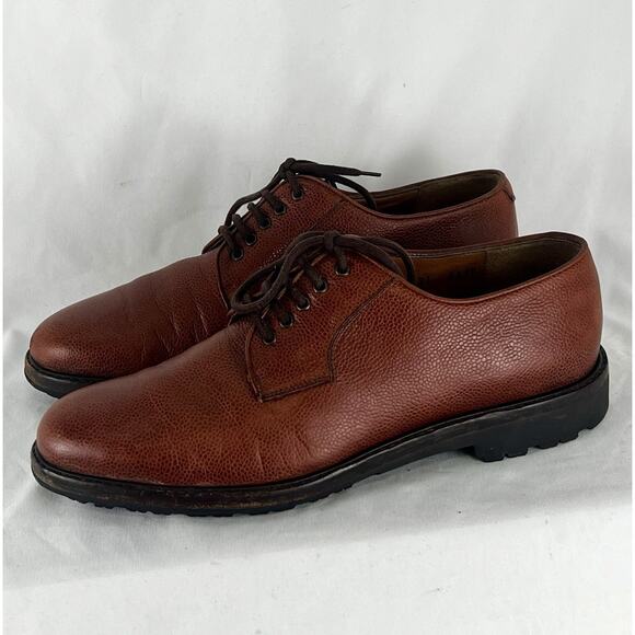 Salvatore Ferragamo Studio Dress Shoe Derby Brown Leather Rubber Men’s Size 8 D